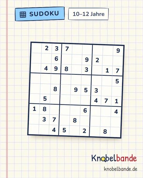 Sudoku 9×9 Nr. 7 für Kinder ab 10, leicht, zum Ausdrucken