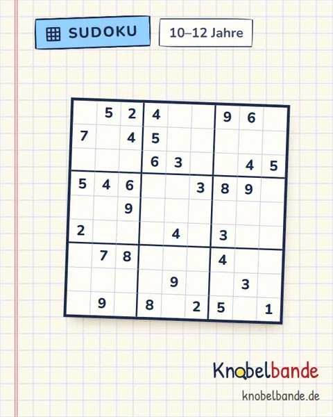 Sudoku 9×9 Nr. 8 für Kinder ab 10, leicht, zum Ausdrucken