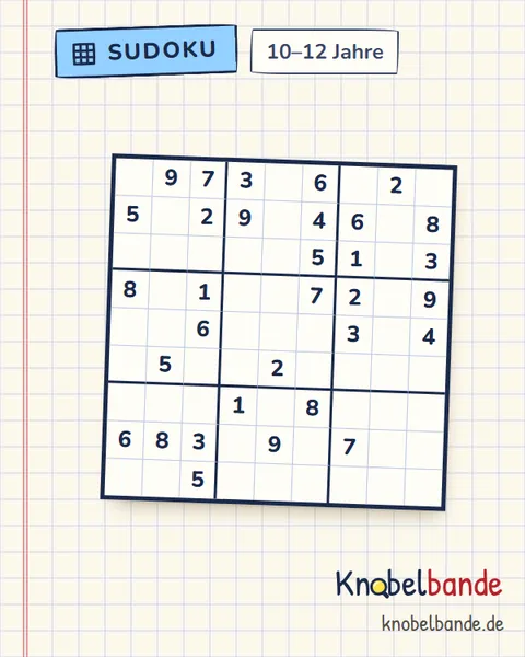 Sudoku 9×9 Nr. 9 für Kinder ab 10, leicht, zum Ausdrucken