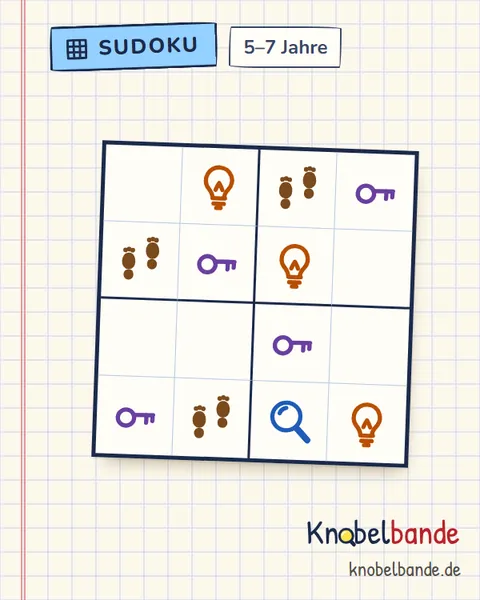 Bilder-Sudoku 4×4 Nr. 1 für Kinder ab 5, leicht, zum Ausdrucken