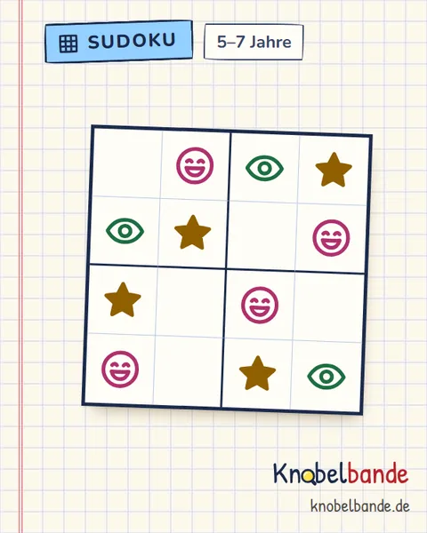 Bilder-Sudoku 4×4 Nr. 2 für Kinder ab 5, leicht, zum Ausdrucken