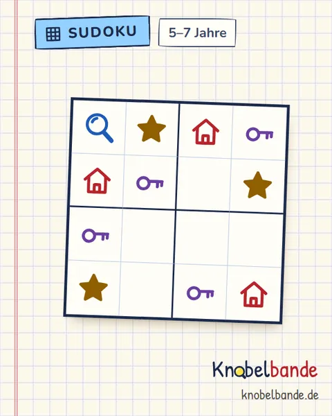 Bilder-Sudoku 4×4 Nr. 3 für Kinder ab 5, leicht, zum Ausdrucken
