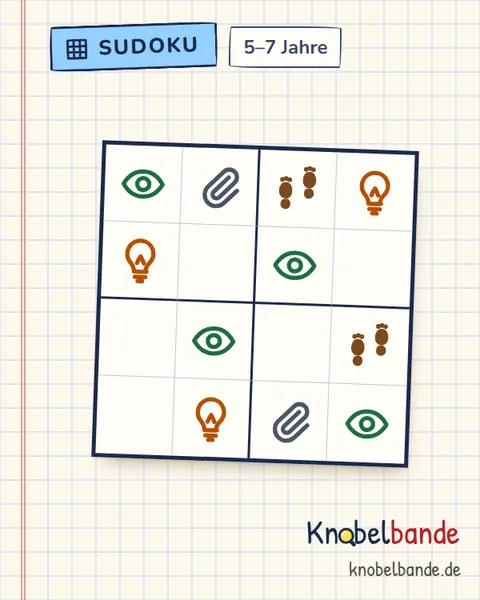 Bilder-Sudoku 4×4 Nr. 4 für Kinder ab 5, leicht, zum Ausdrucken