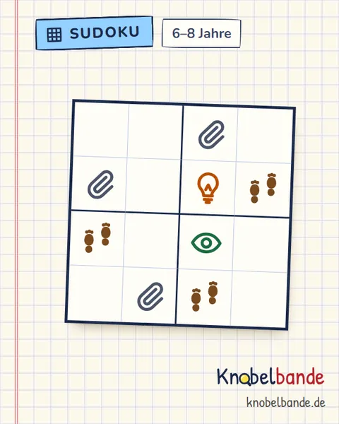 Bilder-Sudoku 4×4 Nr. 6 für Kinder ab 6, mittel, zum Ausdrucken