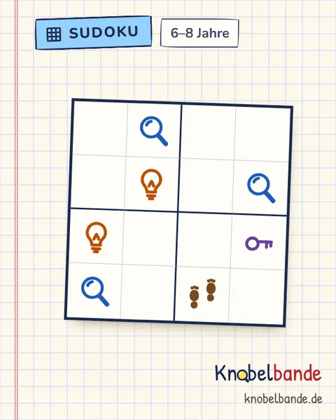 Bilder-Sudoku 4×4 Nr. 7 für Kinder ab 6, mittel, zum Ausdrucken