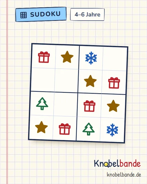Bilder-Sudoku 4×4 Nr. 8 für Kinder ab 4, leicht, zum Ausdrucken