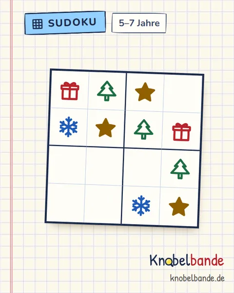 Bilder-Sudoku 4×4 Nr. 9 für Kinder ab 5, leicht, zum Ausdrucken