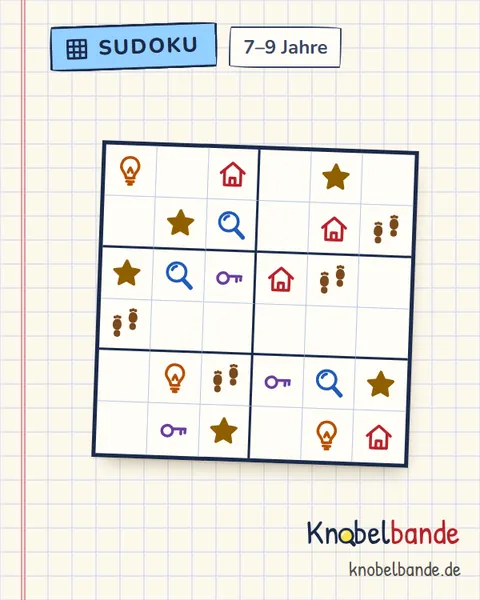 Bilder-Sudoku 6×6 Nr. 1 für Kinder ab 7, leicht, zum Ausdrucken