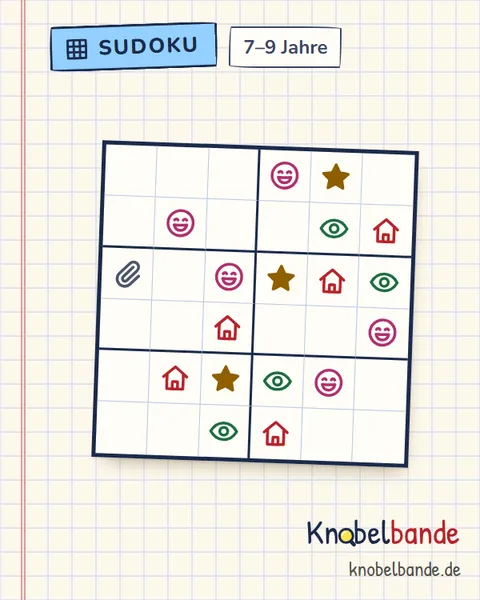 Bilder-Sudoku 6×6 Nr. 2 für Kinder ab 7, mittel, zum Ausdrucken