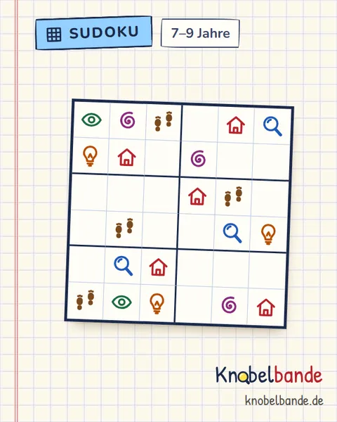 Bilder-Sudoku 6×6 Nr. 3 für Kinder ab 7, leicht, zum Ausdrucken