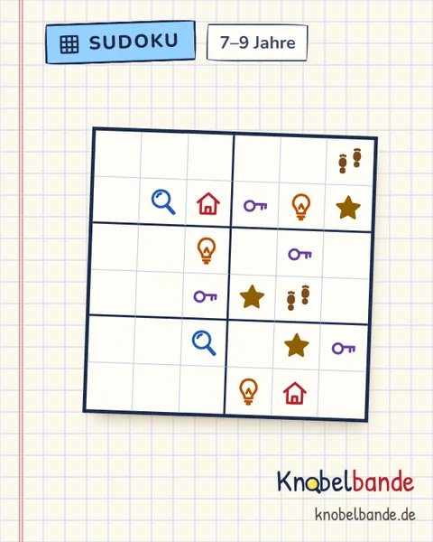 Bilder-Sudoku 6×6 Nr. 4 für Kinder ab 7, mittel, zum Ausdrucken