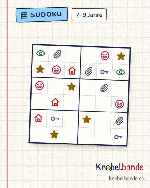 Bilder-Sudoku 6×6 Nr. 5 für Kinder ab 7, leicht, zum Ausdrucken