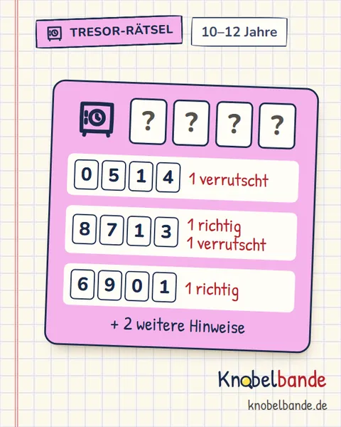 Tresor-Rätsel „Der Tresor im Detektivbüro“ für Kinder ab 10, schwer, zum Ausdrucken