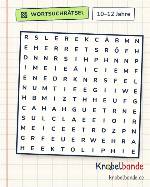Wortsuchrätsel „Berufe“ für Kinder ab 10, schwer, zum Ausdrucken
