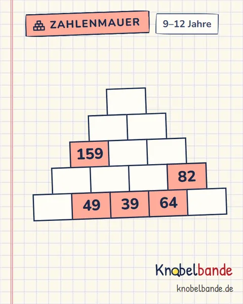 Zahlenmauer Nr. 48 für Kinder ab 9, schwer, zum Ausdrucken